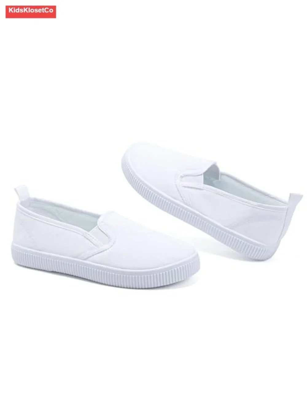 Kids Canvas Sneakers Lightweight Slip-on White Shoes